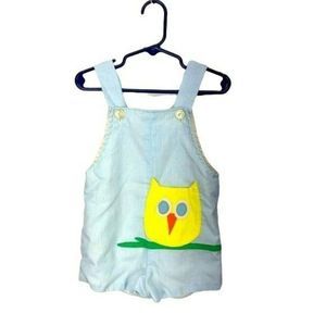 Funtasia! Too Boy’s Vintage Short Owl‎ Overalls Romper Size 3T